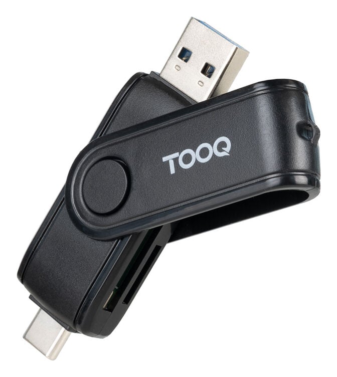 Leitor de Cart&otilde;es Tooq USB-C 2.0+USB-A 3.0, SD/TF, Preto image number 0