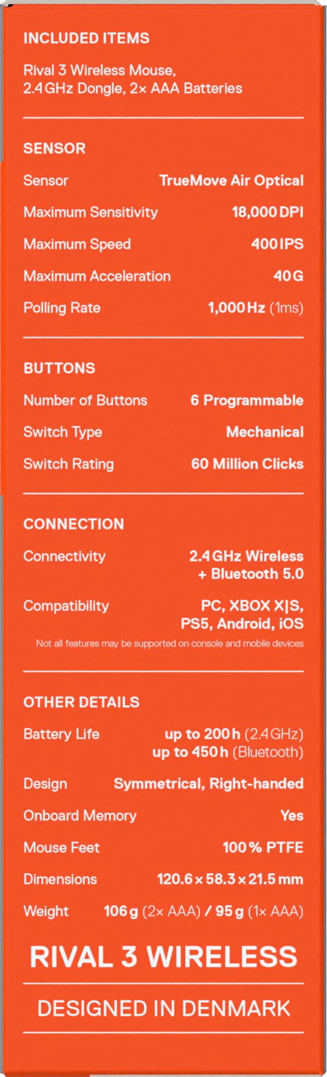 Rato Steelseries Rival 3 Wireless/Bluetooth Gen2 Preto image number 9