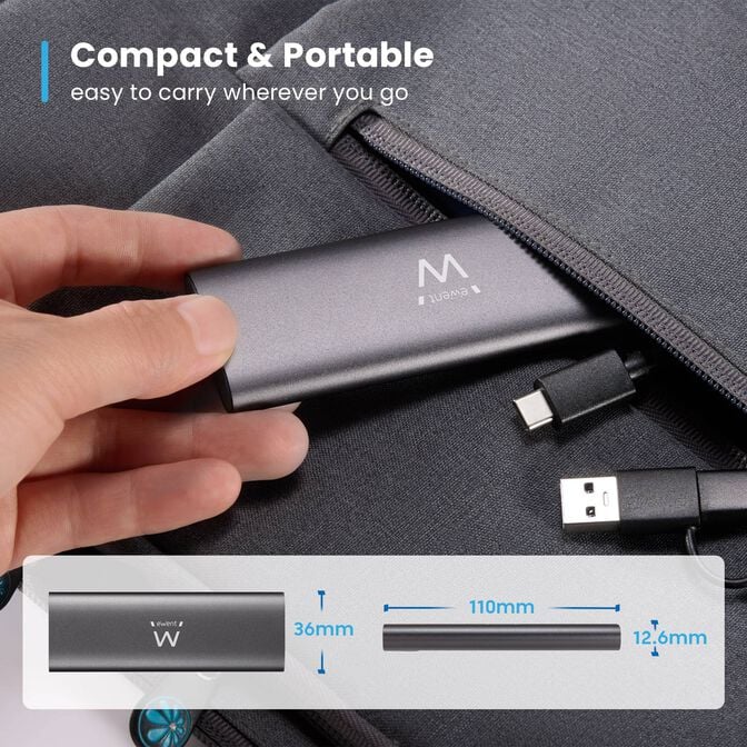 Caixa Externa M.2 Ewent EW7061 USB-C 3.2 Gen2 NVMe/SATA Cinza Screwless image number 3