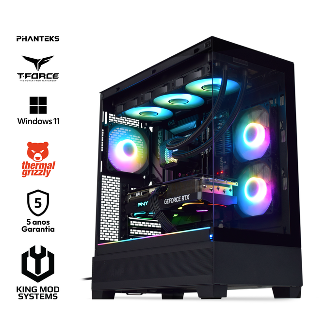Computador King Mod Gamer-PC Phanteks Ryzen 7 7800X3D 32GB DDR5 1TB RTX 5070 Ti WiFi W11 Bonus