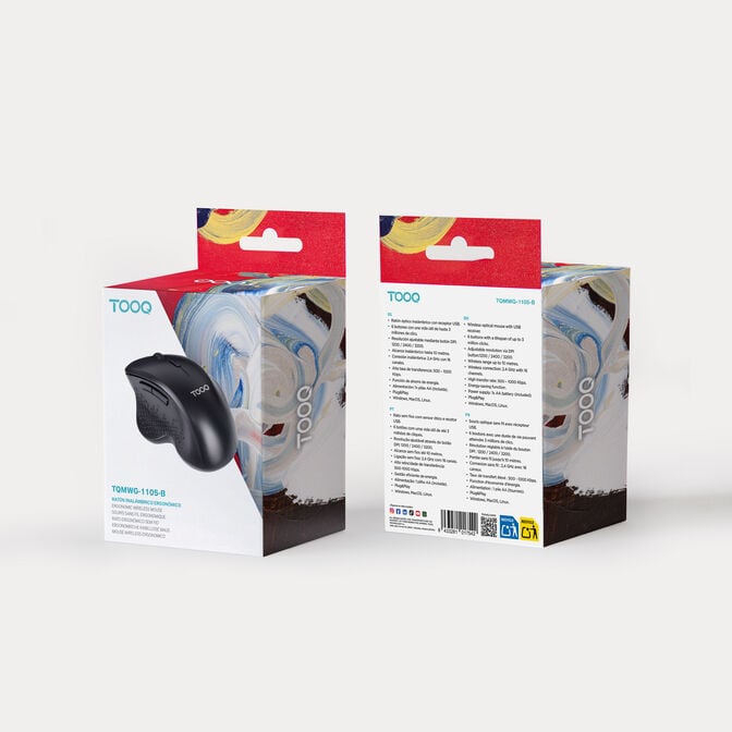Rato Tooq TQMWG-1105-B Wireless Ergon&oacute;mico 1600DPI Preto image number 4