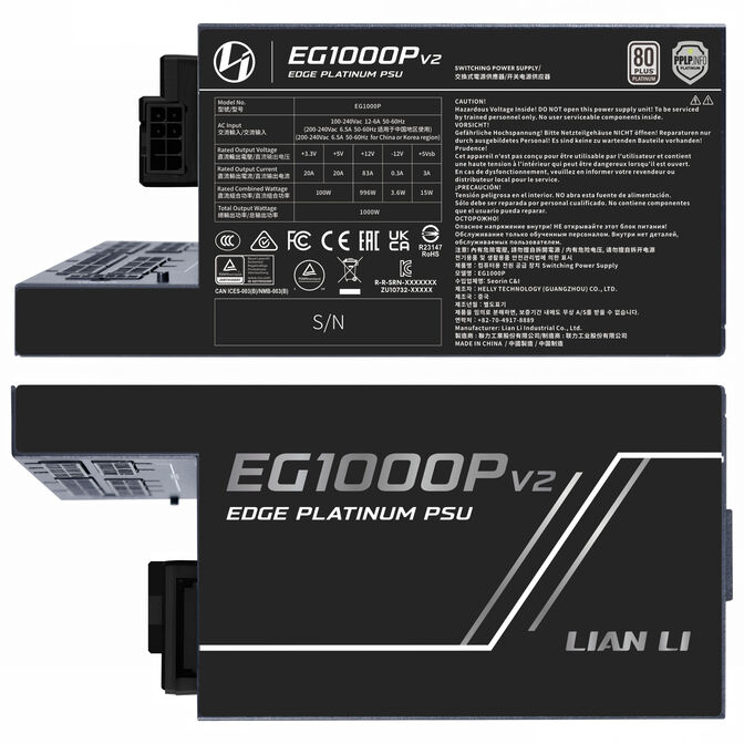 Fonte Modular Lian Li Edge Platinum V2 1000W 80+ Platinum Preto (C/Hub) image number 2