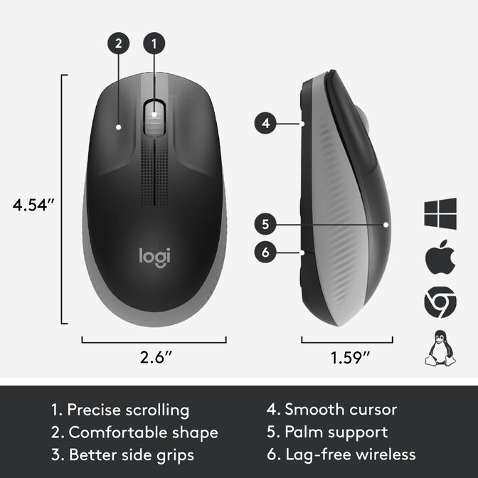 Rato Logitech M190 Full Size Wireless Cinzento image number 10