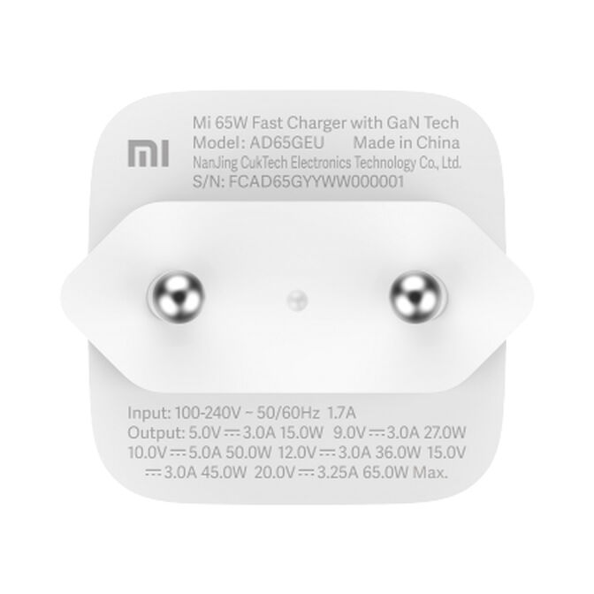 Carregador Xiaomi Mi 65W Fast Charger GaN Tech image number 1