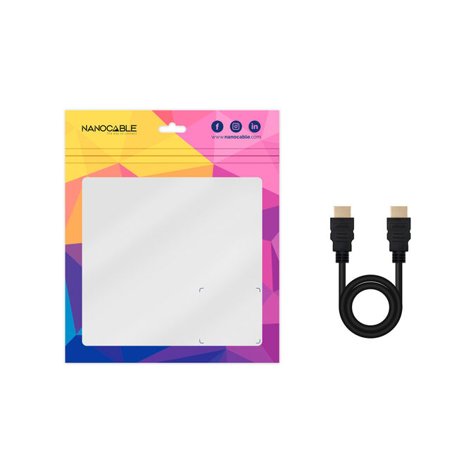 Cabo HDMI V2.0 4K@60Hz 18Gbps Nanocable A M/M 0.5 M Preto image number 3