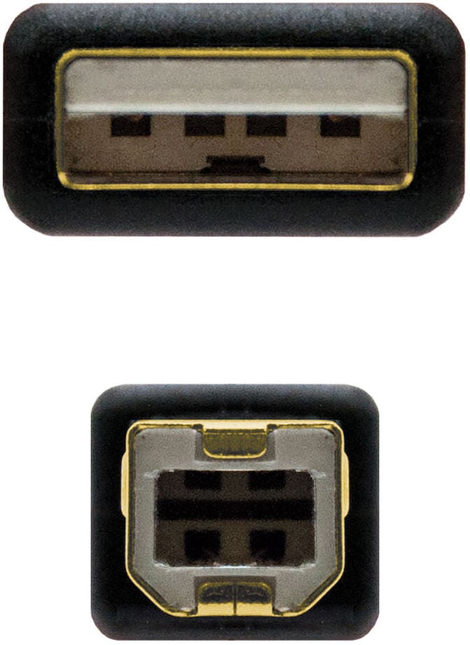Cabo USB 2.0 HQ Com Ferrite Nanocable USB-A/M > USB-B/M 2 M Preto image number 2