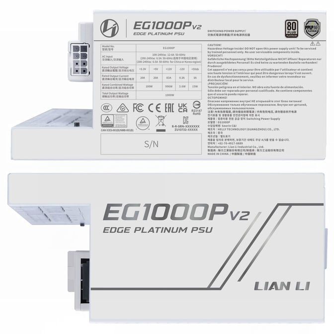 Fonte Modular Lian Li Edge Platinum V2 1000W 80+ Platinum Branco (C/Hub) image number 2