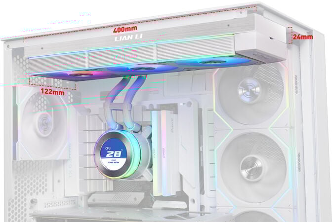 Water Cooler CPU AIO Lian Li HydroShift II LCD-C 360CL Branco - 360mm image number 2