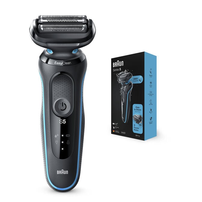 M&aacute;quina de Barbear Braun Series 5 50-M1000s Preto/Azul image number 3