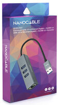 Adaptador Gigabit Nanocable USB 3.0 a Ethernet Gigabit 10/100/1000 Mbps / 3x USB 3.0 15 CM Cinza image number null