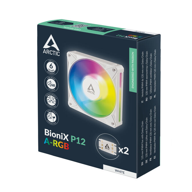 Ventoinha Arctic P12 BioniX PWM ARGB 120mm - Branco image number 7