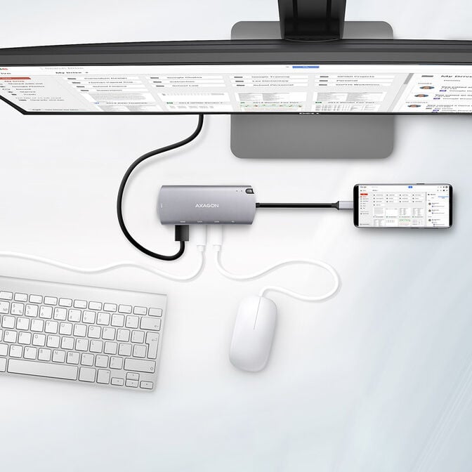 Multiport-Hub AXAGON HMC-6M2, USB 3.0, M.2-SATA, HDMI, Gbit-LAN, 2x USB-A, 1x USB-C image number 3