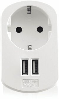 Carregador Tomada Ewent com Shucko + 2 Portas USB 3.1A (15.5W) Branco