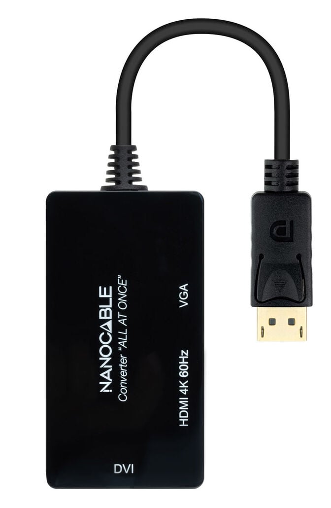 Adaptador Nanocable DisplayPort > HDMI / DVI / VGA 20 CM Preto image number 0