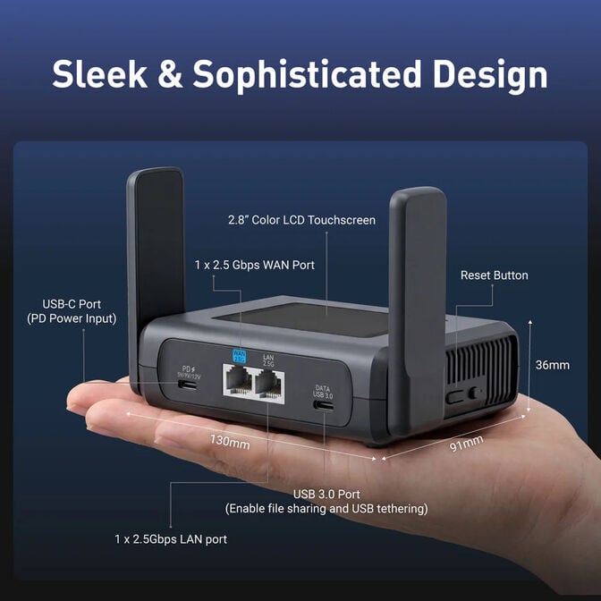 Router de Viagem GL.iNet GL-BE10000 Slate 7 Pro Wireless BE10000 Wi-Fi 7 Tri Band image number 6