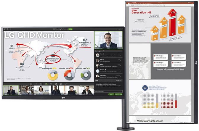 Monitor LG ERGO Dual 27" 27QP88DP IPS QHD 75Hz USB-C c/ DP Daisy Chain image number 1