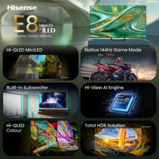 Televis&atilde;o Hisense 55E8S 55" Mini LED QLED UltraHD 4K VIDAA image number 2