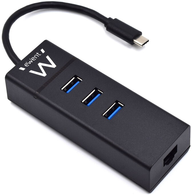Hub USB Ewent 3 Portas USB 3.1 Gen 1 Type C + 1 Porta RJ45 Gigabit image number 0