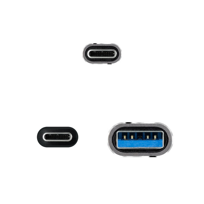 Cabo USB 3.2 Gen2x2 Nanocable 20Gbps 5A/100W 4K/60HZ USB-C M/USB-A/M 3 M Cinzento/Preto image number 2
