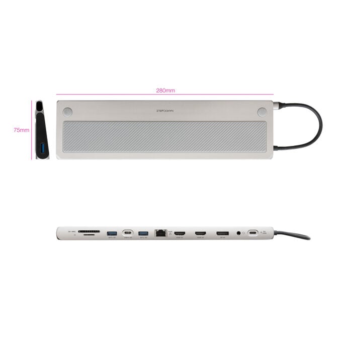 Hub Conversor USB-C 3.1 para 3xUSB-A+USB-C+PD+2xHDMI+DP+RJ45+SD+AUDIO image number 1