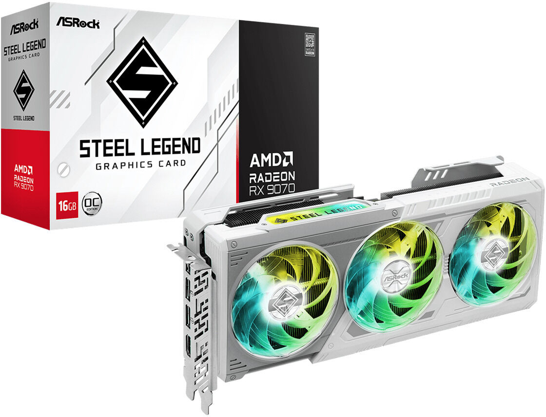 Gr&aacute;fica ASRock Radeon RX 9070 Steel Legend 16GB GDDR6