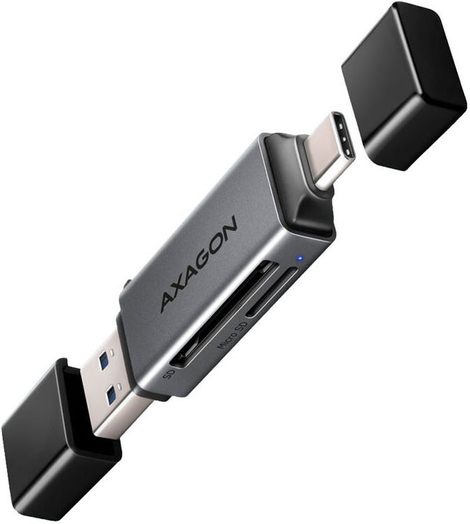 Leitor Cart&otilde;es AXAGON CRE-DAC External USB 3.2 Gen1 Type-C+Type-A 2-slot SD/microSD image number 3