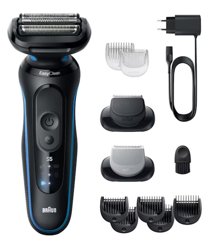 M&aacute;quina de Barbear Braun Series 5 52-B1650s Preto/Azul image number 0