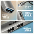 HUB USB AXAGON HUE-STA 1x USB-A 5Gbps + 2x USB-A + 1x USB-C, cabo USB-A 12 cm image number null