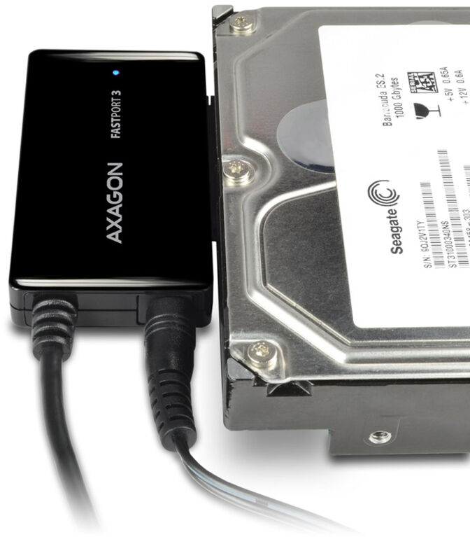 Adaptador AXAGON ADSA-FP3 FASTPort3, USB 3.0, HDD/SSD/ODD, SATA 6G HDD - inclui carregador image number 2