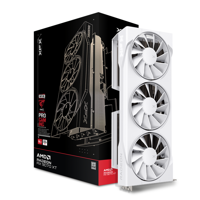 Gr&aacute;fica XFX Radeon RX 9070 XT Swift Gaming White Triple Fan 16GB GDDR6 image number 0