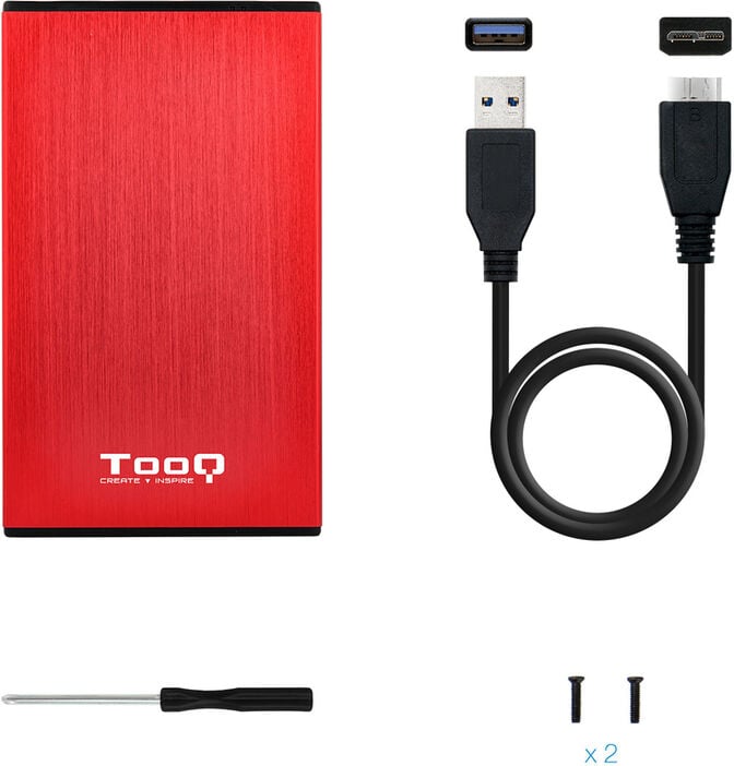 Caixa HDD Tooq 2.5" SATA (9,5mm) USB 3.0/3.1 Gen 1 Vermelho Metalizado image number 5