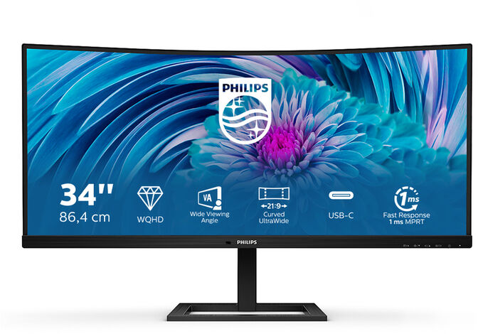 Monitor Curvo Philips 34" 346E2CUAE VA UWQHD 100Hz USB-C (65W) image number 0