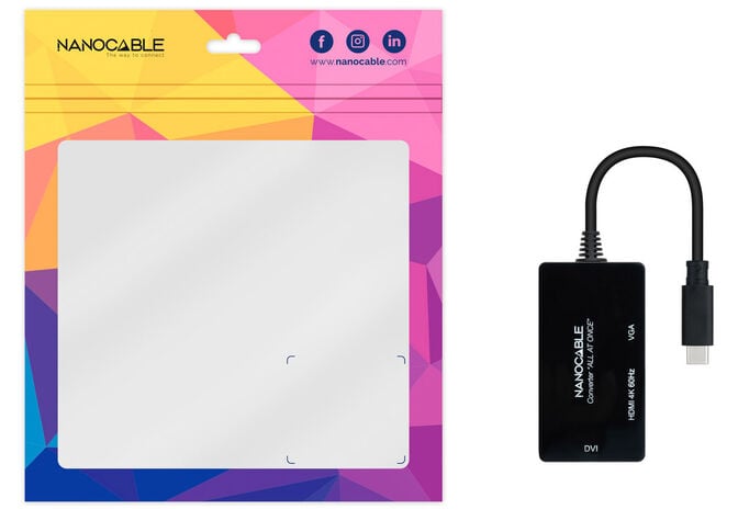 Adaptador Nanocable USB-C > HDMI / DVI / VGA 20 CM Preto image number 3