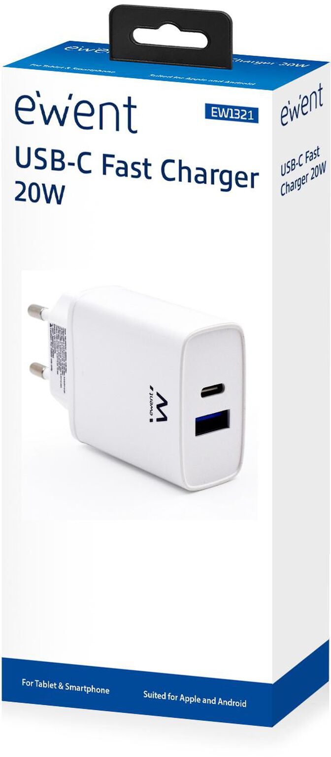 Carregador Ewent USB-C / QC3.0 Fast Charger 20W Branco image number 4