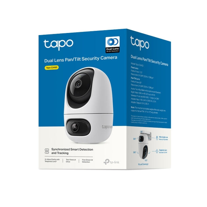 C&acirc;mara de Seguran&ccedil;a TP-Link Tapo C245D Dual Lens 2K 3MP Pan/Tilt Indoor Security Wi-Fi image number 3
