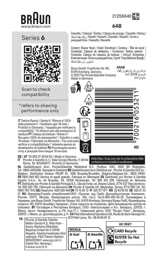 Cabe&ccedil;a de Substitui&ccedil;&atilde;o Braun Series 9 Kombipack 64B image number 1