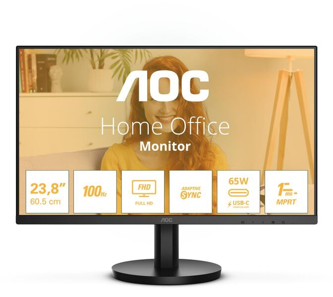Monitor AOC 24" 24B3CA2 IPS FHD 100Hz 1ms USB-C (65W) c/colunas image number 0