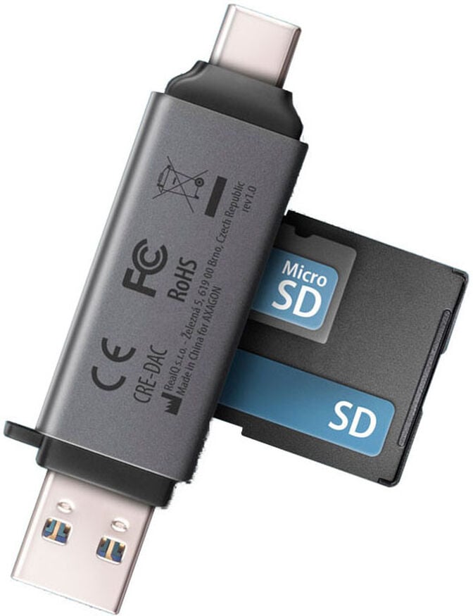 Leitor Cart&otilde;es AXAGON CRE-DAC External USB 3.2 Gen1 Type-C+Type-A 2-slot SD/microSD image number 1