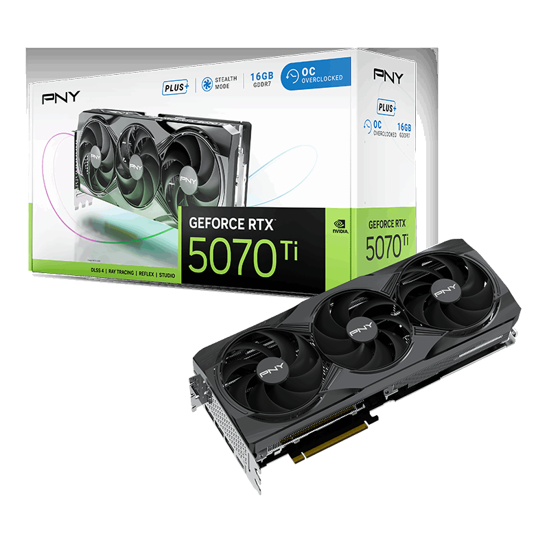 Gr&aacute;fica PNY GeForce&reg; RTX 5070 Ti Gaming Triple Fan Plus OC 16GB GDDR7 DLSS4