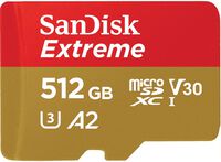 Cart&atilde;o SanDisk Extreme MicroSDXC UHS-I C10 A2 U3 V30 512GB