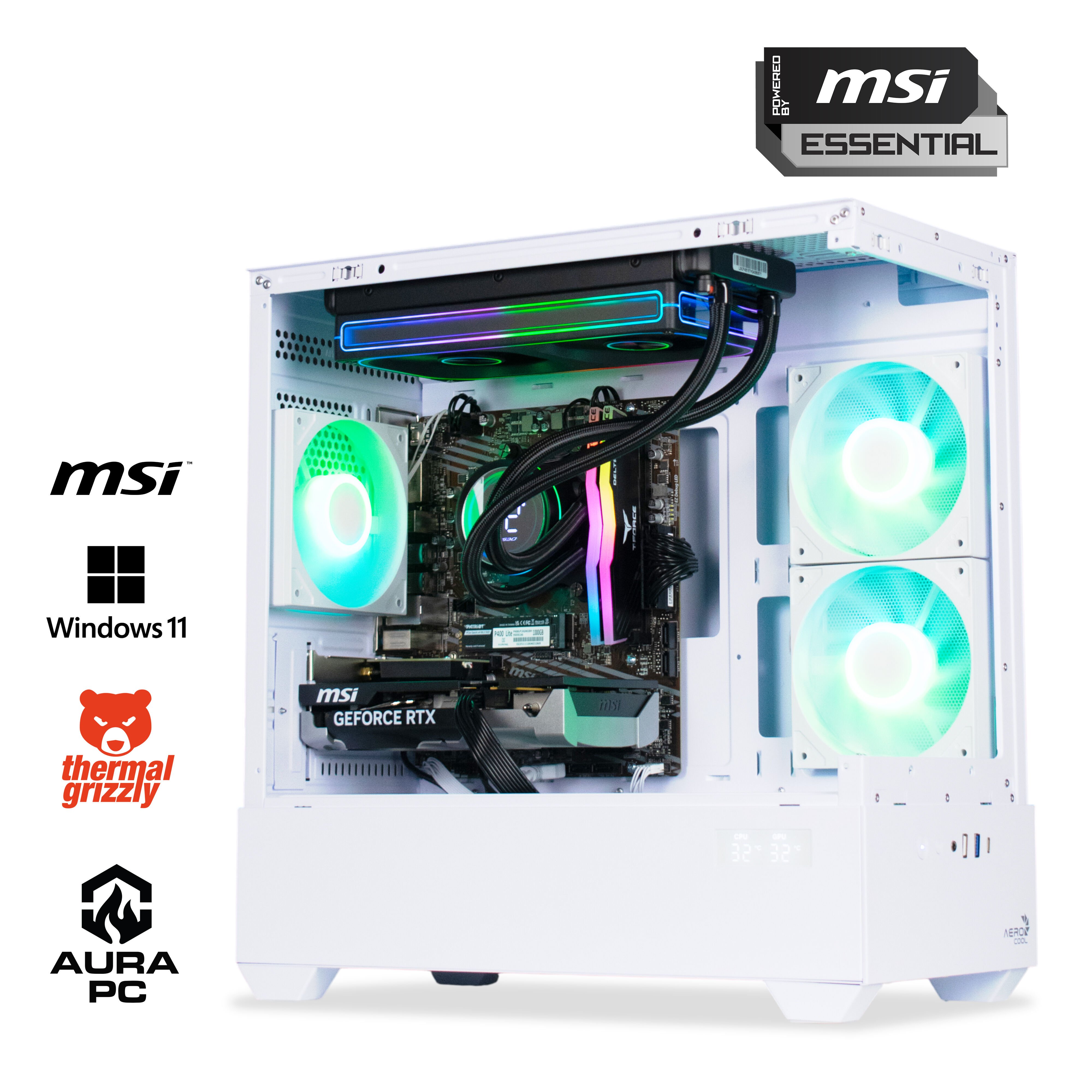 Computador AURA Gamer-PC Ryzen 5 5600 32GB DDR4 1TB RTX 5060 WiFi W11