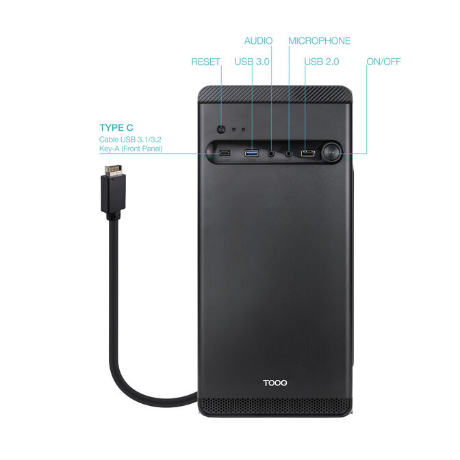 Caixa Micro-ATX Tooq DODEKA ULTRA C/Fonte Alimenta&ccedil;&atilde;o 500W USB-C image number 1