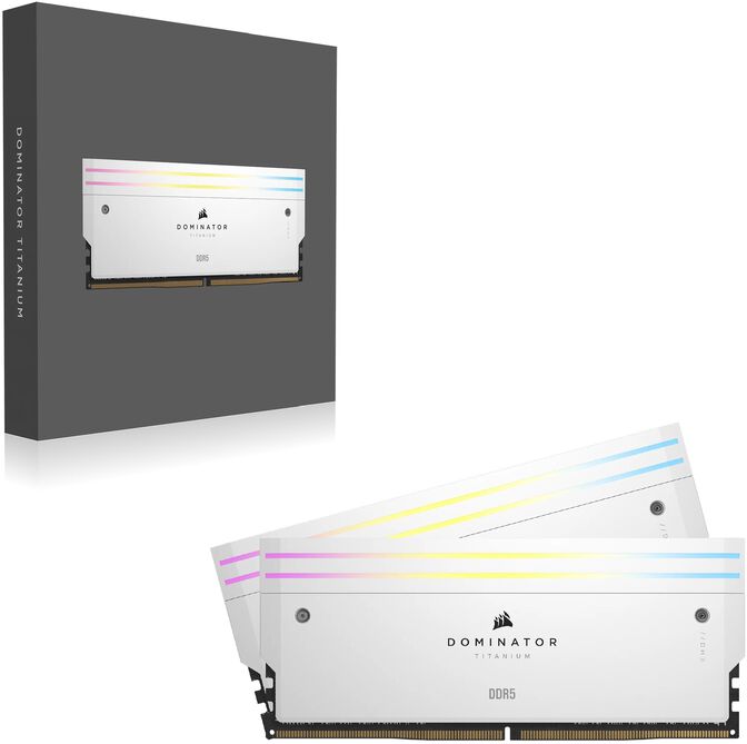 Corsair Kit 32GB (2 x 16GB) DDR5 6000MHz Dominator Titanium RGB White CL30 image number 12