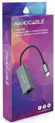 Adaptador Gigabit Nanocable USB-C a Ethernet Gigabit 10/100/1000 Mbps 15 CM Cinzento image number null