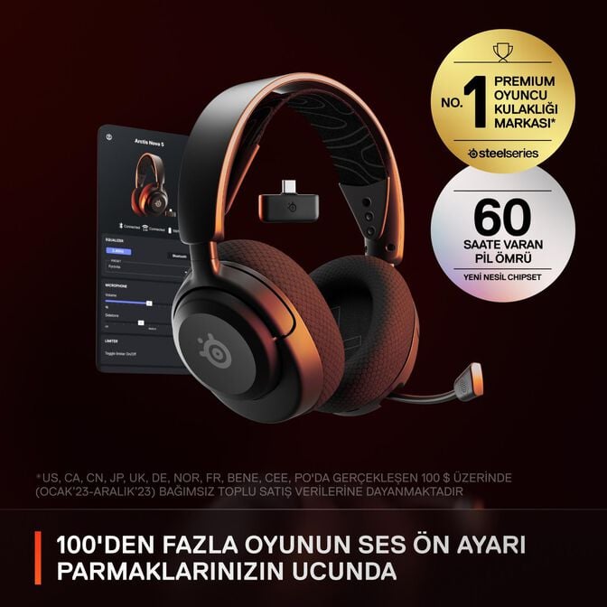 Headset SteelSeries Arctis Nova 5 Wireless/Bluetooth Preto image number 4