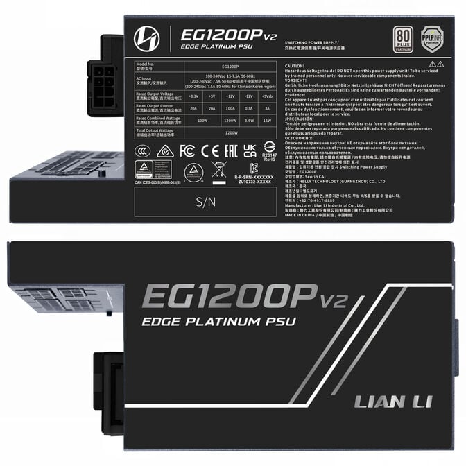 Fonte Modular Lian Li Edge Platinum V2 1200W 80+ Platinum Preto (C/Hub) image number 2