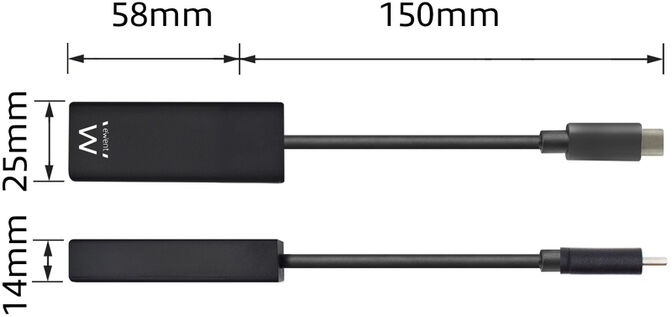 Adaptador Gigabit Ewent USB-C > Gigabit Preto image number 2