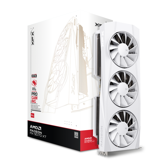 Gr&aacute;fica XFX Radeon RX 9070 XT Quicksilver Gaming White Triple Fan 16GB GDDR6 image number 0