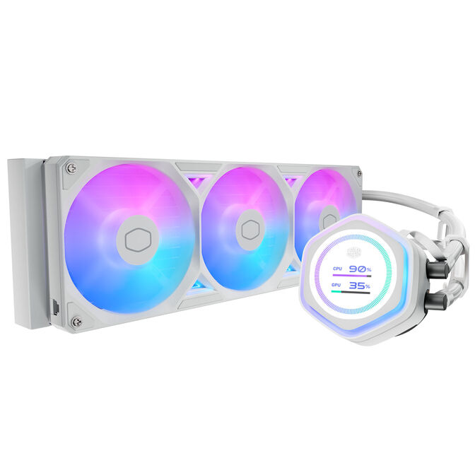 Water Cooler CPU Cooler Master MasterLiquid ATMOS II LCD ARGB 360mm Branco image number 1