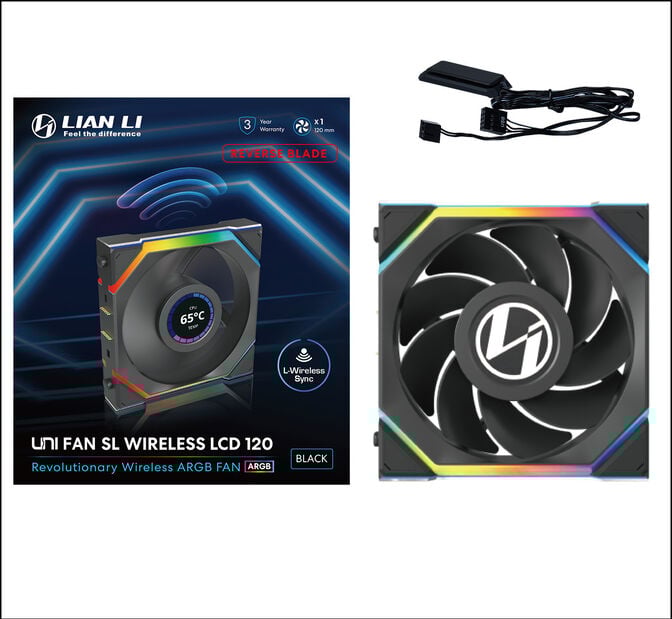 Ventoinha Lian Li UNI FAN SL120 LCD Wireless RGB Reverse Blade PWM Preto 120mm image number 6